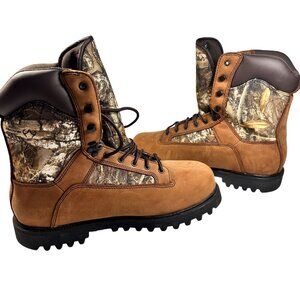 Huntrite Mens Brown Camo Insulated Waterproof Hunting Boots Rugged Sole Camping